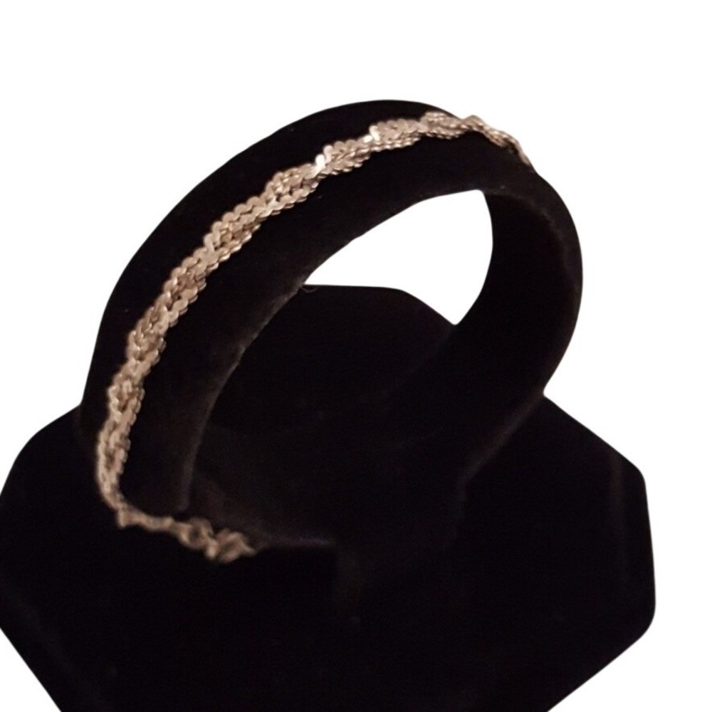 Sterling Silver Braided Multi Strand Chain Link Bracelet 925 Silver Shimmer